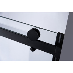 DRZWI PRYSZNICOWE Z BRODZIKIEM SH03B/ST03A CZARNE/BIAŁY 95-100/100x80 CM SH03B-BL+ST03A-WH