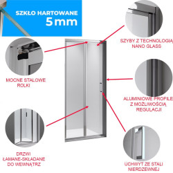 DRZWI PRYSZNICOWE SH09B CHROM 90 CM 6 MM SH09B-90
