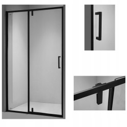 DRZWI PRYSZNICOWE UCHYLNE SH08B DO WNĘKI CZARNE 90 CM 6 MM SH08B-BL-90