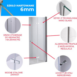 DRZWI PRYSZNICOWE SH01F CHROM 130 CM 6 MM SH01F-130