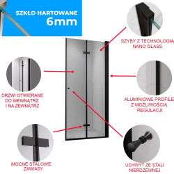 DRZWI PRYSZNICOWE SH01B ZŁOTE 90 CM 6 MM SH01B-GL-90