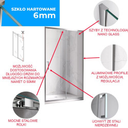 DRZWI PRYSZNICOWE KZ14C CHROM 115-120 CM 6 MM KZ14C-120