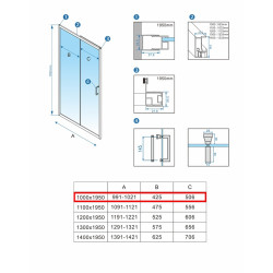 DRZWI PRYSZNICOWE KZ14A CZARNE 95-100 CM 6 MM KZ14A-BL-100