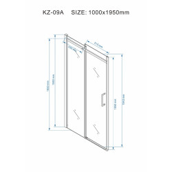 DRZWI PRYSZNICOWE KZ09A CZARNE 95-100 CM 8 MM KZ09A-BL-100