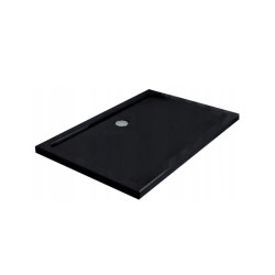 DRZWI PRYSZNICOWE Z BRODZIKIEM SH03B/ST04A CZARNE/CZARNY 95-100/100x90 CM 8 MM