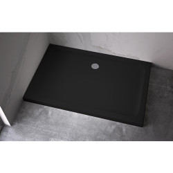 DRZWI PRYSZNICOWE Z BRODZIKIEM SH03B/ST04A CZARNE/CZARNY 95-100/100x90 CM 8 MM