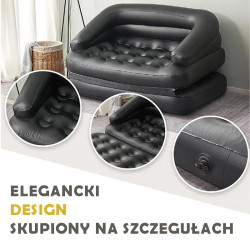 DMUCHANA SOFA MATERAC POMPOWANY 5w1 CZARNA 198x138 CM BALLO-SOFA