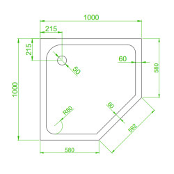 BRODZIK PRYSZNICOWY PIĘCIOKĄTNY WYSOKI SXL07C CZARNY 100x100 CM SXL07C-BL-100