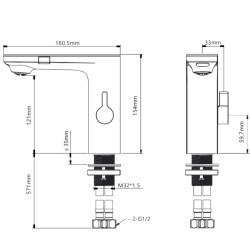 BATERIA ŁAZIENKOWA BEZDOTYKOWA F14-WH BIAŁA LCD F14-WH