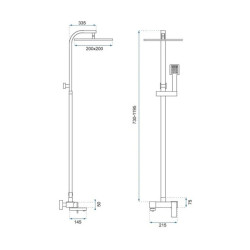 BATERIA PRYSZNICOWA ŁAZIENKOWA Z DESZCZOWNICĄ F170C ZŁOTA F170C-GL