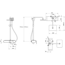 BATERIA PRYSZNICOWA ŁAZIENKOWA T700B CZARNA LCD T700-BL