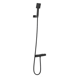 BATERIA WANNOWA ŚCIENNA PRYSZNICOWA ZESTAW Z TERMOSTATEM T202B-BL CZARNA T202B-BL