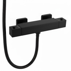 BATERIA WANNOWA ŚCIENNA PRYSZNICOWA ZESTAW Z TERMOSTATEM T202B-BL CZARNA T202B-BL