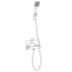 BATERIA WANNOWA ŚCIENNA PRYSZNICOWA ZESTAW Z TERMOSTATEM T202B-BL CZARNA T202B-BL
