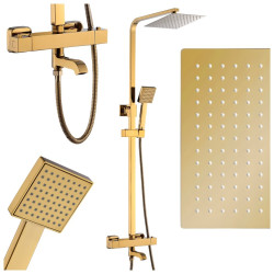 BATERIA PRYSZNICOWA Z TERMOSTATEM I DESZCZOWNICĄ T154C ZŁOTA T154C-GL