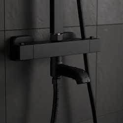 BATERIA PRYSZNICOWA Z TERMOSTATEM I DESZCZOWNICĄ T154B CZARNA T154B-BL