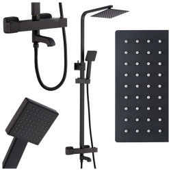BATERIA PRYSZNICOWA Z TERMOSTATEM I DESZCZOWNICĄ T154B CZARNA T154B-BL