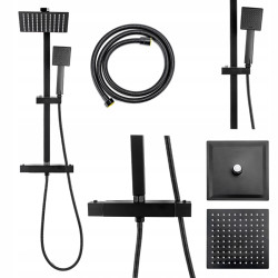BATERIA PRYSZNICOWA Z TERMOSTATEM I DESZCZOWNICĄ T153B CZARNA T153B-BL
