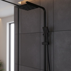 BATERIA PRYSZNICOWA Z TERMOSTATEM I DESZCZOWNICĄ F170B CZARNA F170B-BL