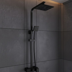 BATERIA PRYSZNICOWA Z TERMOSTATEM I DESZCZOWNICĄ F170B CZARNA F170B-BL