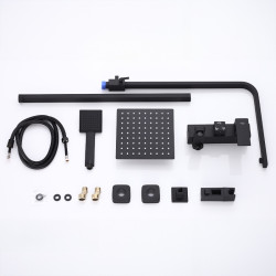 BATERIA PRYSZNICOWA Z TERMOSTATEM I DESZCZOWNICĄ F170B CZARNA F170B-BL