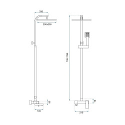 BATERIA PRYSZNICOWA ŁAZIENKOWA Z DESZCZOWNICĄ F170A CHROM F170A