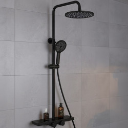 BATERIA PRYSZNICOWA Z TERMOSTATEM I DESZCZOWNICĄ F13-BL CZARNA F13-BL