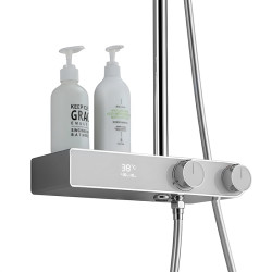 BATERIA PRYSZNICOWA ŁAZIENKOWA Z DESZCZOWNICĄ ŚCIENNA F12A CHROM LCD F12A