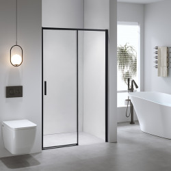 DRZWI PRYSZNICOWE SUPER SLIM NOVA CZARNE 130 CM 6 MM NOVA-BL-130