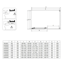 KABINA PRYSZNICOWA PROSTOKĄTNA SUPER SLIM NOVA CZARNA 120x90 CM 6 MM NOVA-BL-120X90