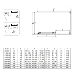 KABINA PRYSZNICOWA PROSTOKĄTNA SUPER SLIM NOVA CZARNA 90x80 CM 6 MM NOVA-BL-90X80