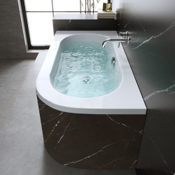 WANNA PRZYŚCIENNA DO ZABUDOWY EBI LEWA BIAŁA PRZELEW CHROM 170x75 CM EBI-L-170X75