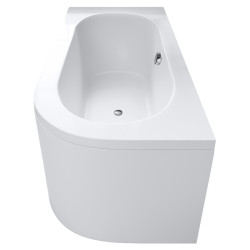 WANNA PRZYŚCIENNA Z OBUDOWĄ EBI LEWA BIAŁA PRZELEW CHROM 150x75 CM EBI-L-150X75-OBUD
