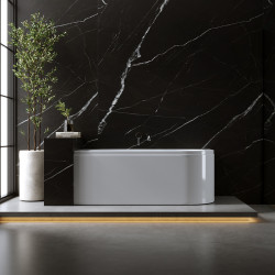 WANNA PRZYŚCIENNA Z OBUDOWĄ EBI LEWA BIAŁA PRZELEW CHROM 170x75 CM EBI-L-170X75-OBUD