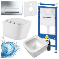 ZESTAW PODTYNKOWY WC STELAŻ GEBERIT DUOFIX MISKA AQUA-WH-03 PRZYCISK DELTA 50 CHROM ZES-AQUA-6