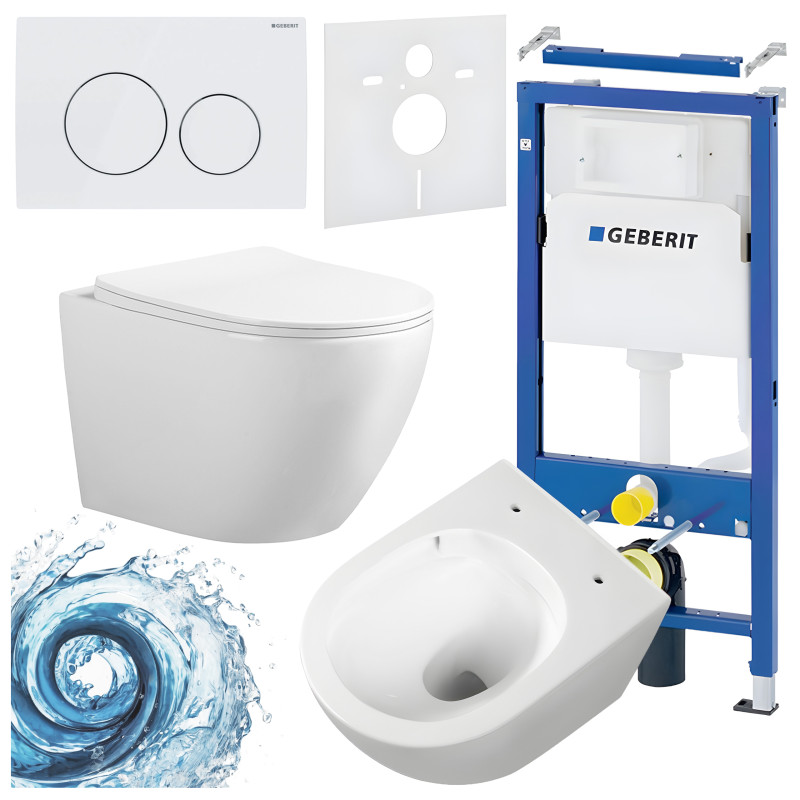 ZESTAW PODTYNKOWY WC STELAŻ GEBERIT DUOFIX MISKA FLOW-WH-TR-03 PRZYCISK DELTA 20 BIAŁY ZES-FLOW-3