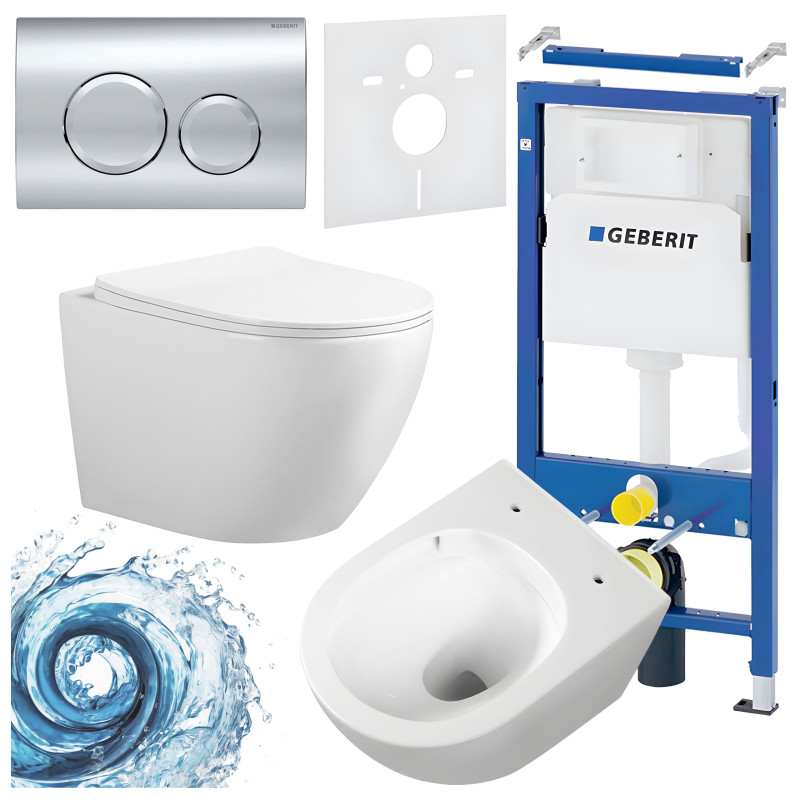 ZESTAW PODTYNKOWY WC STELAŻ GEBERIT DUOFIX MISKA FLOW-WH-TR-03 PRZYCISK DELTA 20 CHROM ZES-FLOW-4