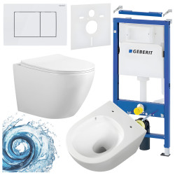 ZESTAW PODTYNKOWY WC STELAŻ GEBERIT DUOFIX MISKA FLOW-WH-TR-03 PRZYCISK DELTA 30 BIAŁY ZES-FLOW-5