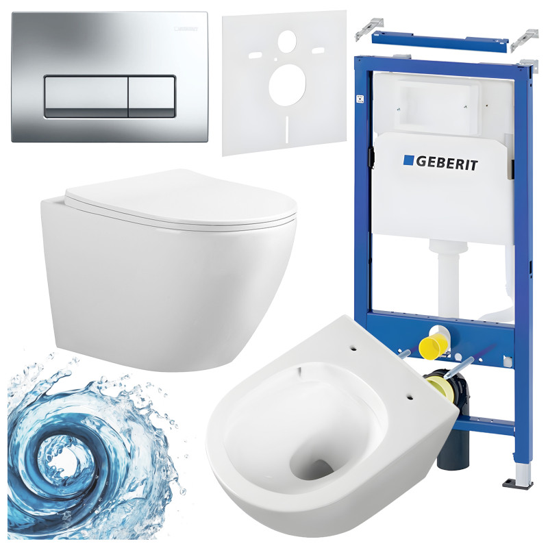 ZESTAW PODTYNKOWY WC STELAŻ GEBERIT DUOFIX MISKA FLOW-WH-TR-03 PRZYCISK DELTA 50 CHROM ZES-FLOW-8