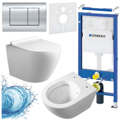 ZESTAW PODTYNKOWY WC STELAŻ GEBERIT DUOFIX MISKA MIZU-WH-RIM-01 PRZYCISK DELTA 30 CHROM