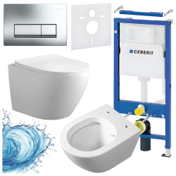 ZESTAW PODTYNKOWY WC STELAŻ GEBERIT DUOFIX MISKA MIZU-WH-RIM-03 PRZYCISK DELTA 50 CHROM