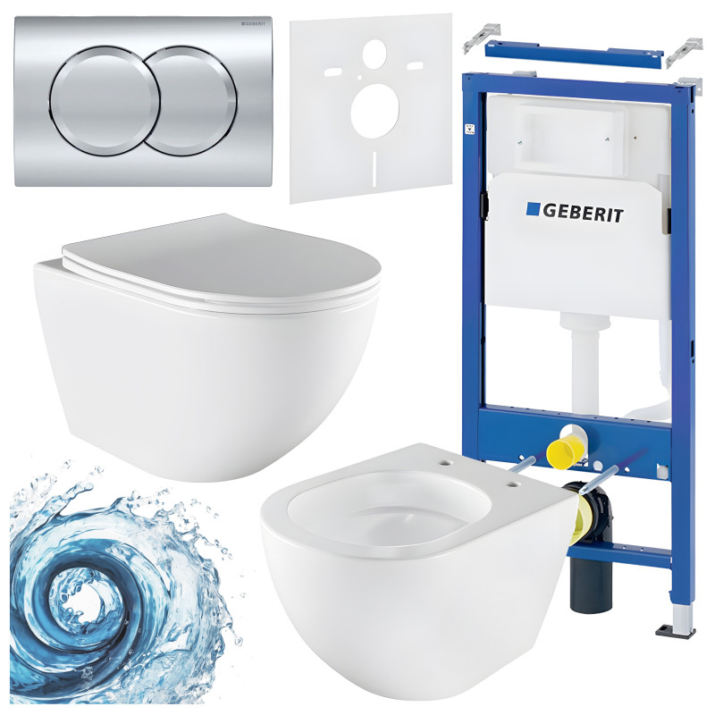 ZESTAW PODTYNKOWY WC STELAŻ GEBERIT DUOFIX MISKA NERO-WH-03 PRZYCISK DELTA 01 CHROM