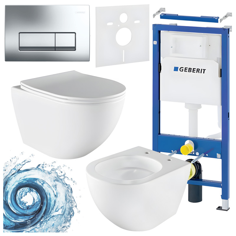 ZESTAW PODTYNKOWY WC STELAŻ GEBERIT DUOFIX MISKA NERO-WH-03 PRZYCISK DELTA 50 CHROM