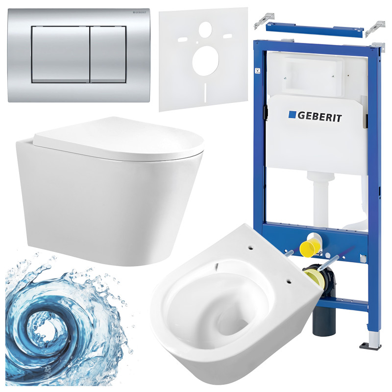 ZESTAW PODTYNKOWY WC STELAŻ GEBERIT DUOFIX MISKA PRIMA-WH-TR-02 PRZYCISK DELTA 30 CHROM