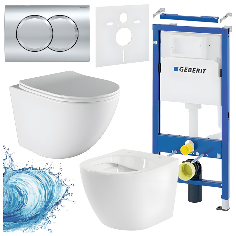 ZESTAW PODTYNKOWY WC STELAŻ GEBERIT DUOFIX MISKA PURO-WH-03 PRZYCISK DELTA 01 CHROM