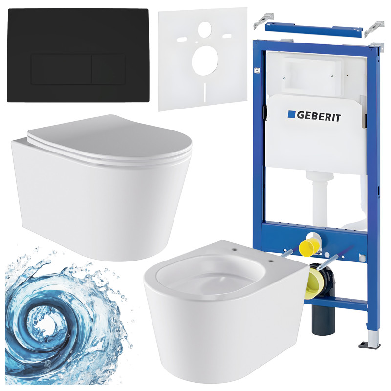ZESTAW PODTYNKOWY WC STELAŻ GEBERIT DUOFIX MISKA ELITE-WH-03 PRZYCISK DELTA 50 CZARNY MAT