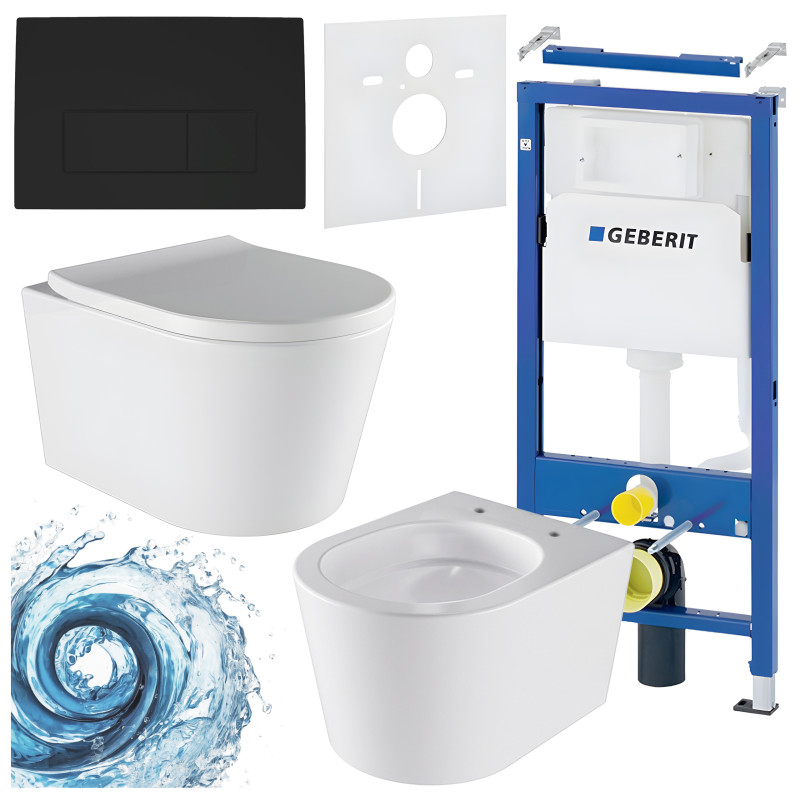 ZESTAW PODTYNKOWY WC STELAŻ GEBERIT DUOFIX MISKA ELITE-WH-02 PRZYCISK DELTA 50 CZARNY MAT