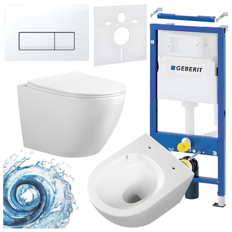 ZESTAW PODTYNKOWY WC STELAŻ GEBERIT DUOFIX MISKA FLOW-WH-03 PRZYCISK BIAŁY ZES-FLOW-7