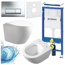 ZESTAW PODTYNKOWY WC STELAŻ GEBERIT DUOFIX MISKA MIZU-WH-RIM-02 PRZYCISK DELTA 50 CHROM