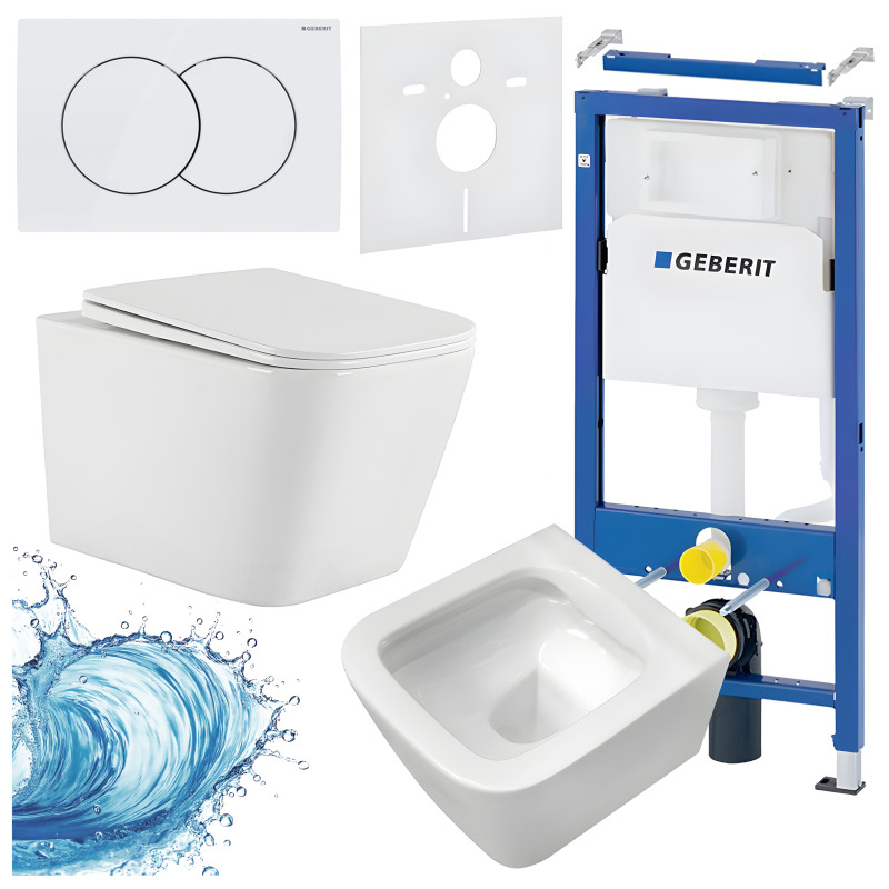 ZESTAW PODTYNKOWY WC STELAŻ GEBERIT DUOFIX MISKA AQUA-WH-03 PRZYCISK BIAŁY ZES-AQUA-1